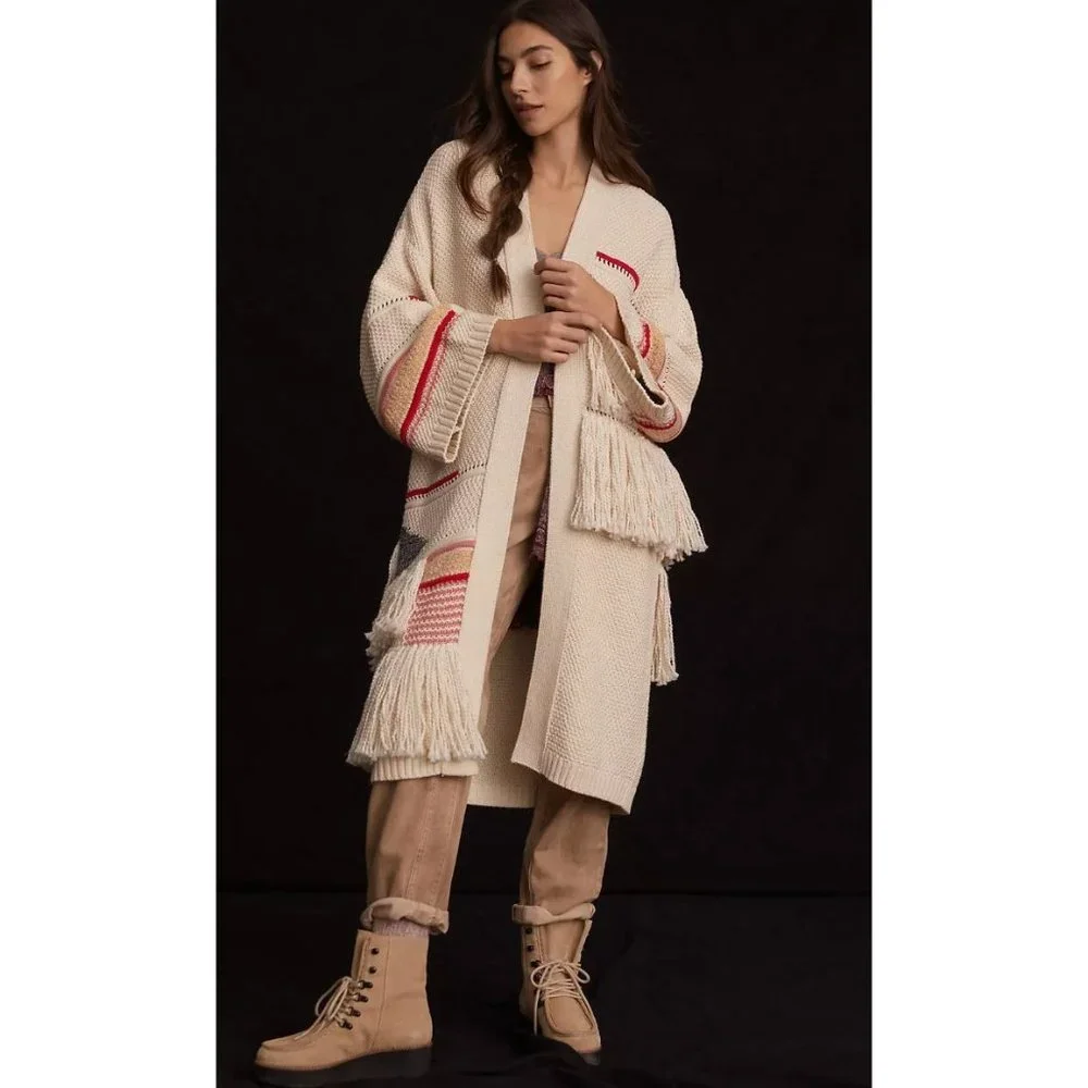 Anthropologie Pilcro Fringed Duster Cardigan One Size S M L